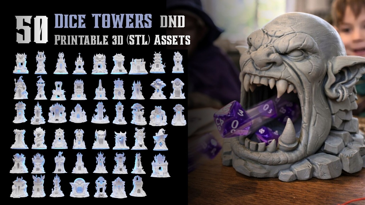 Media 1 for listing 50 DnD STL Miniatures Dice Towers Bundle 3D print model