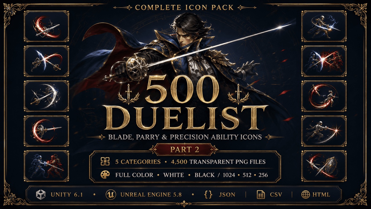 Media 1 for listing 500 Duelist & Fencer Blade, Parry & Precision Ability Icons