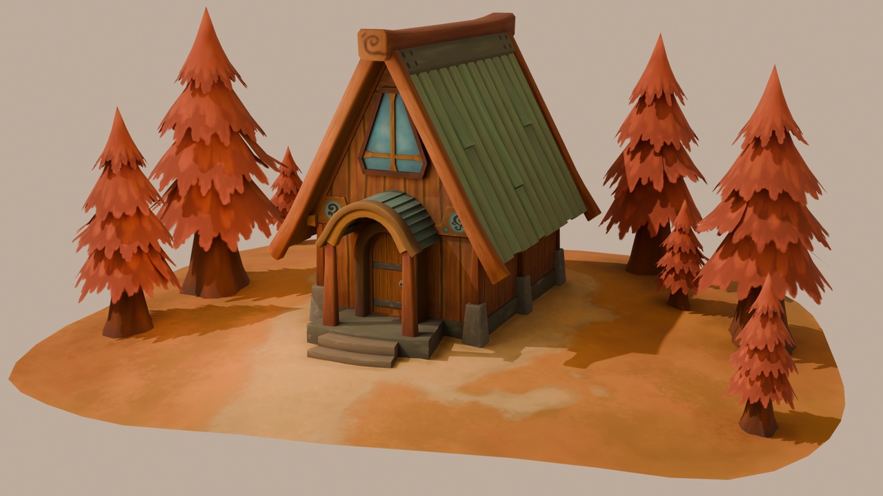 Media 1 for listing Stylized Hand-Painted Diorama House - Game Ready