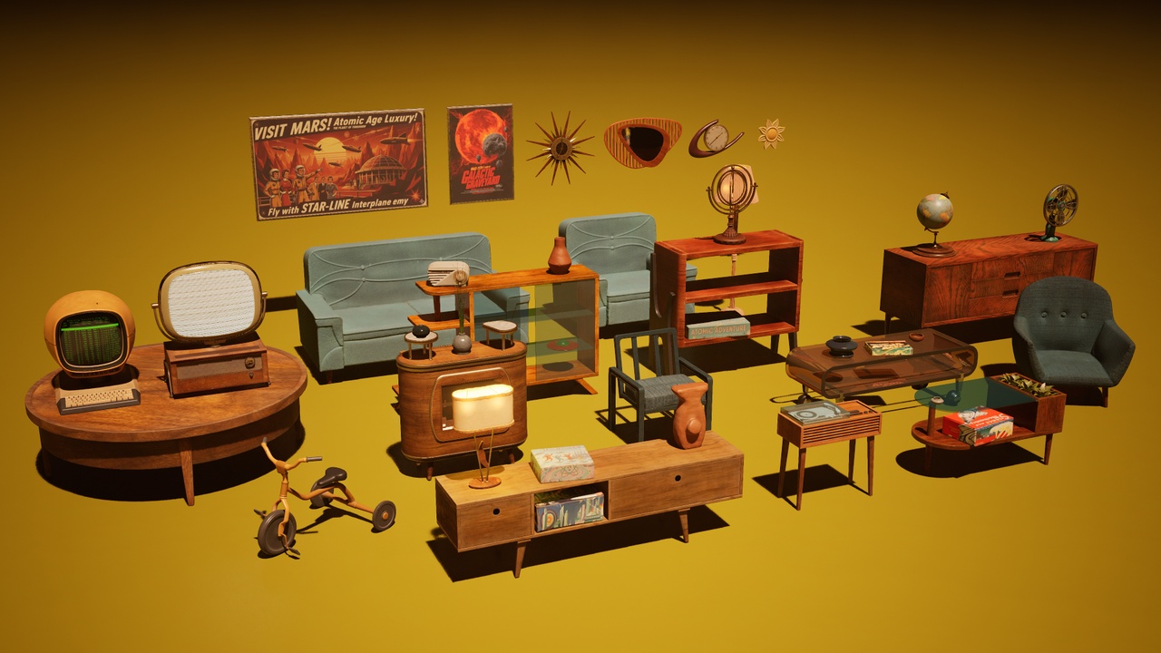 Media 1 for listing Retro Sci-Fi Props / Retro Room Props Interior / Futuristic Props