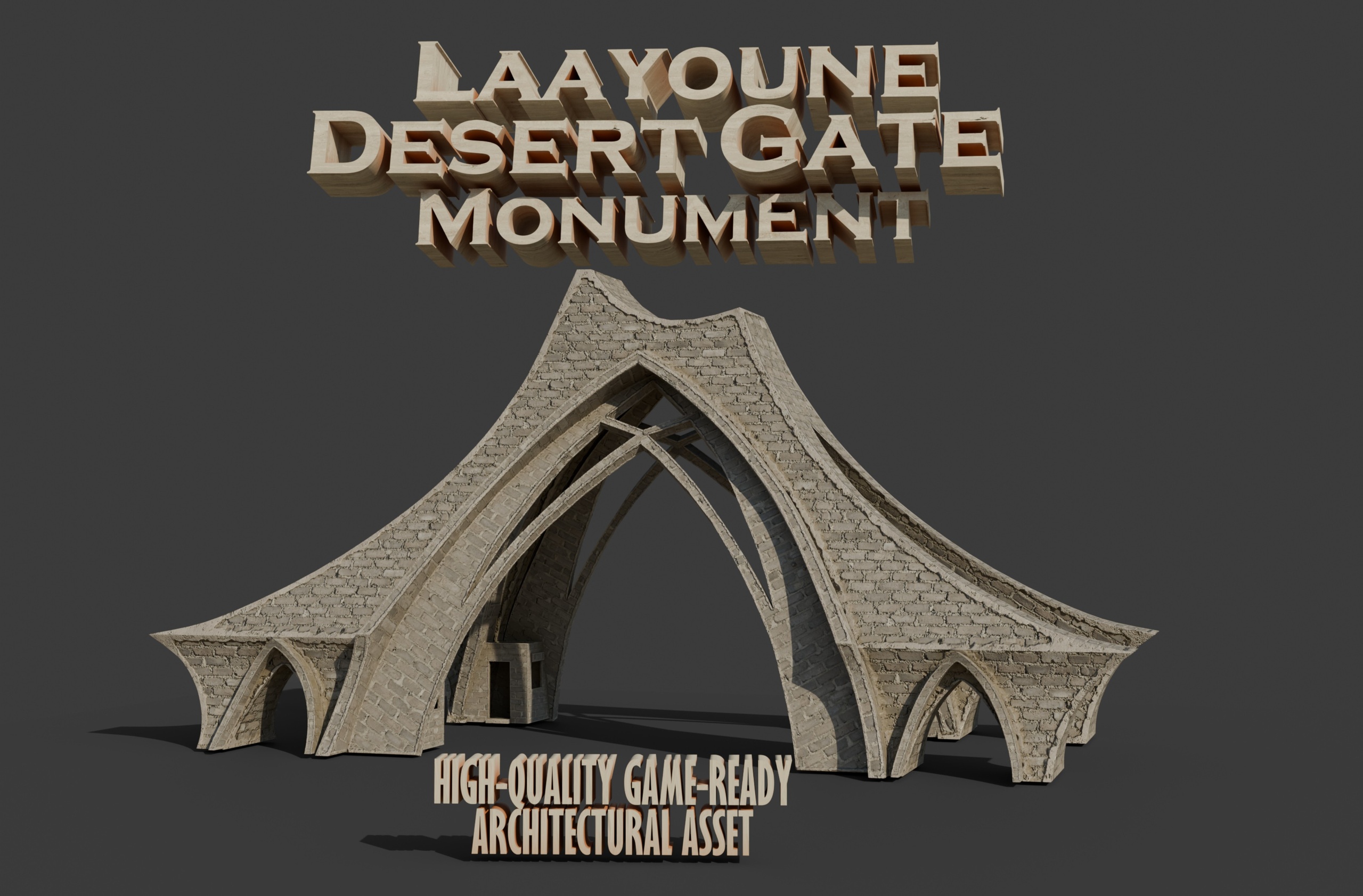 Media 1 for listing LAAYOUNE DESERT GATE MONUMENT HIGH-QUALITY GAME-READY ARCHITECTURAL ASSET