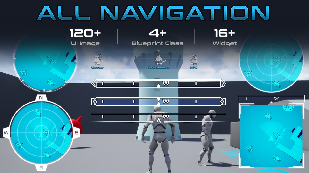 NAVIGATION UI : Minimap, Compass, World Map | Fab