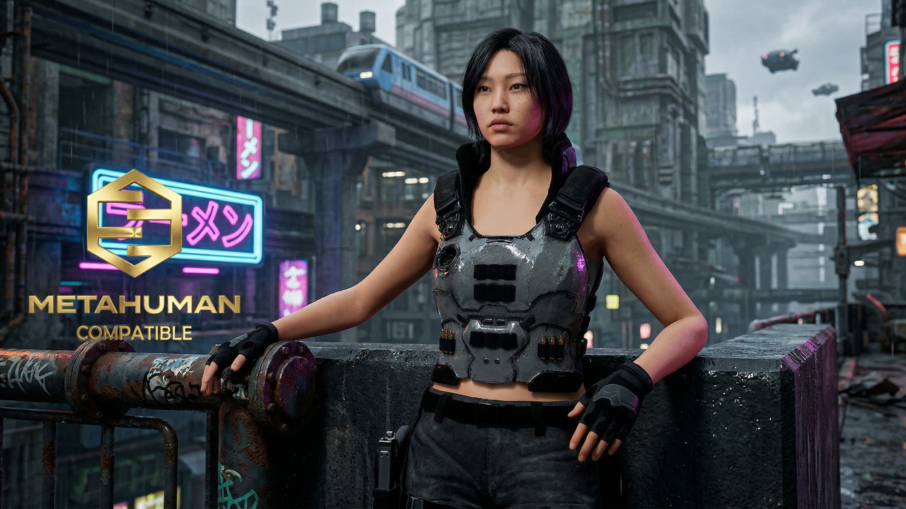 Media 1 for listing Cyberpunk Tactical Armor Vest Outfit for Urban Combat and Futuristic Operatives