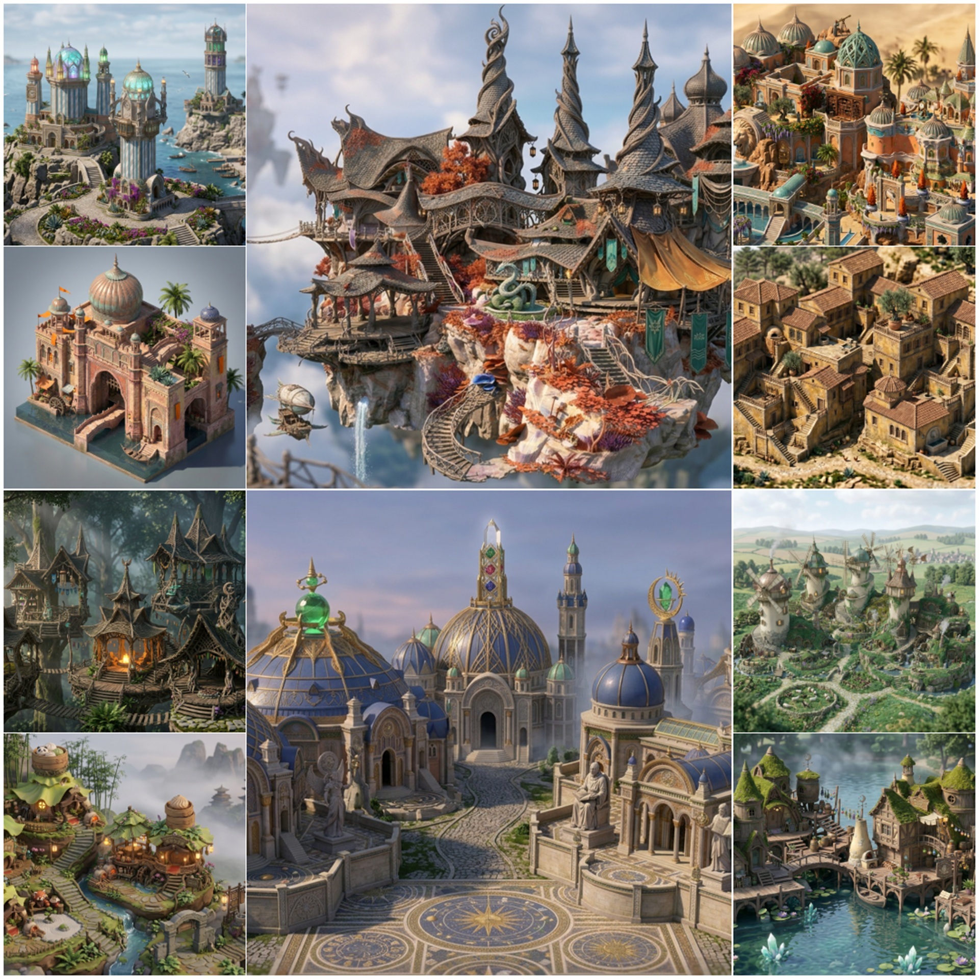 FANTASY ARCHITECTURE SET BUNDLE 1 - 14 sets - 89 assets | Fab