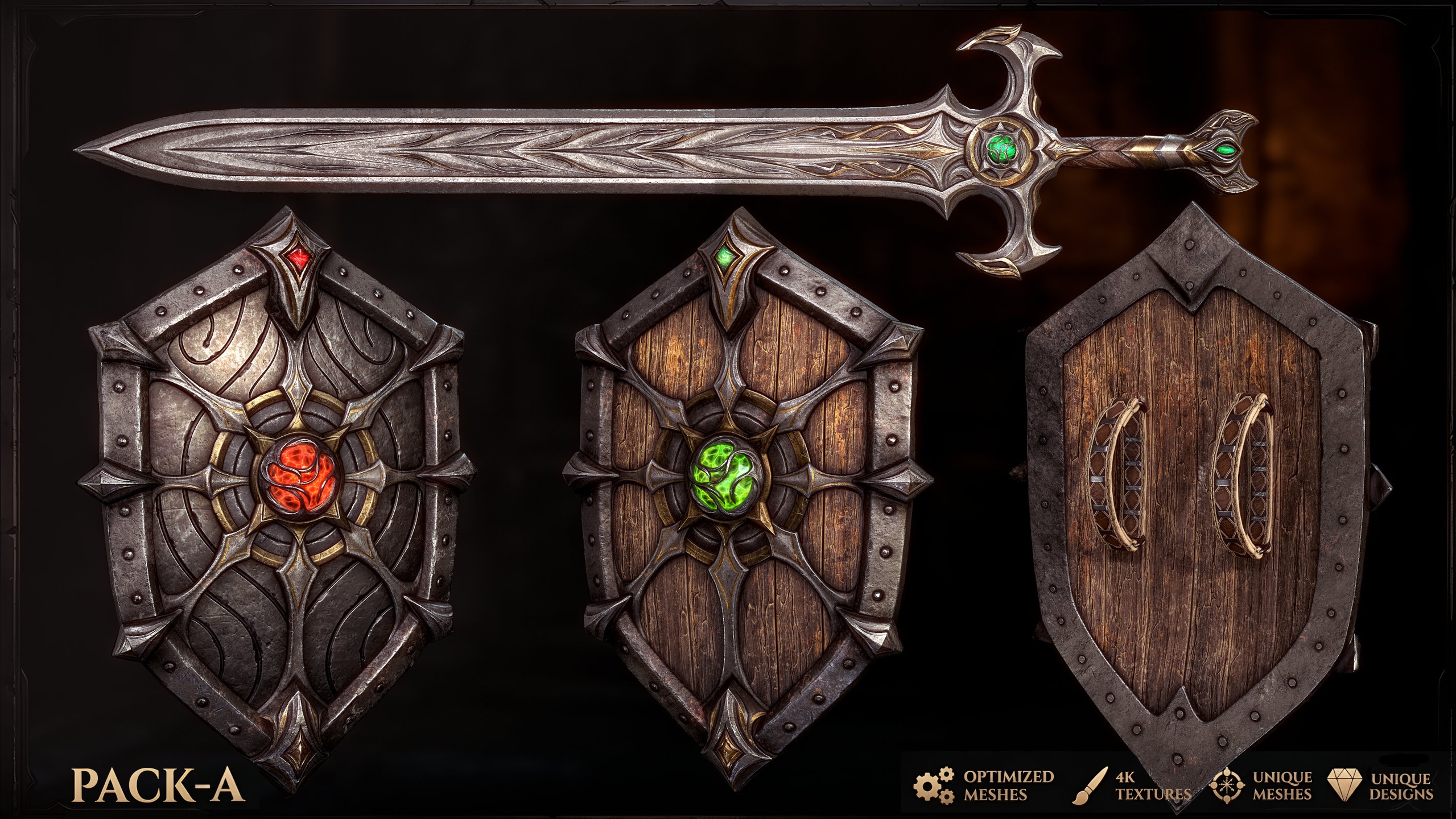 Media 1 for listing AAA Fantasy Swords & Shields Pack