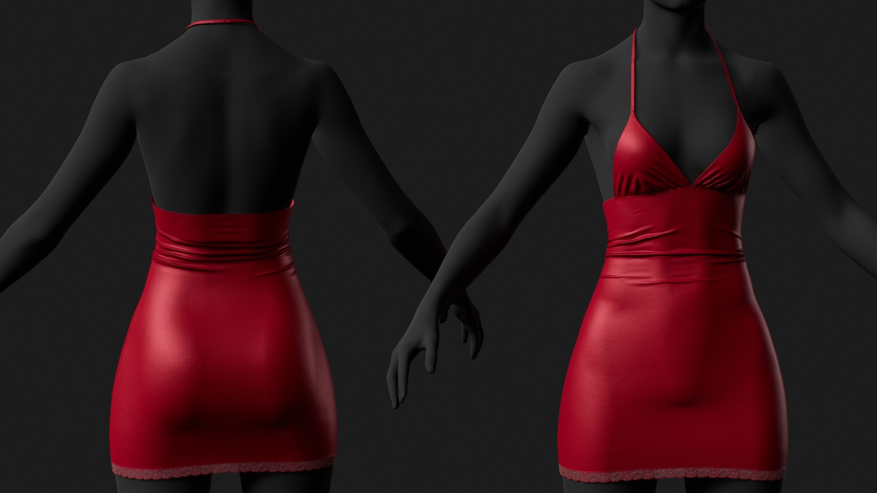 Media 1 for listing Halter Neck Mini Dress for MetaHuman – Parametric Wardrobe (MHPKG)