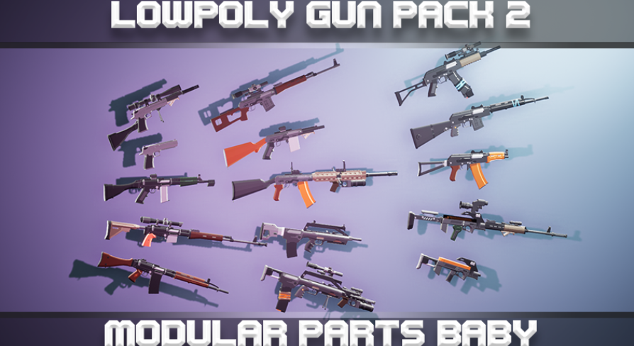 Low poly gun pack 2