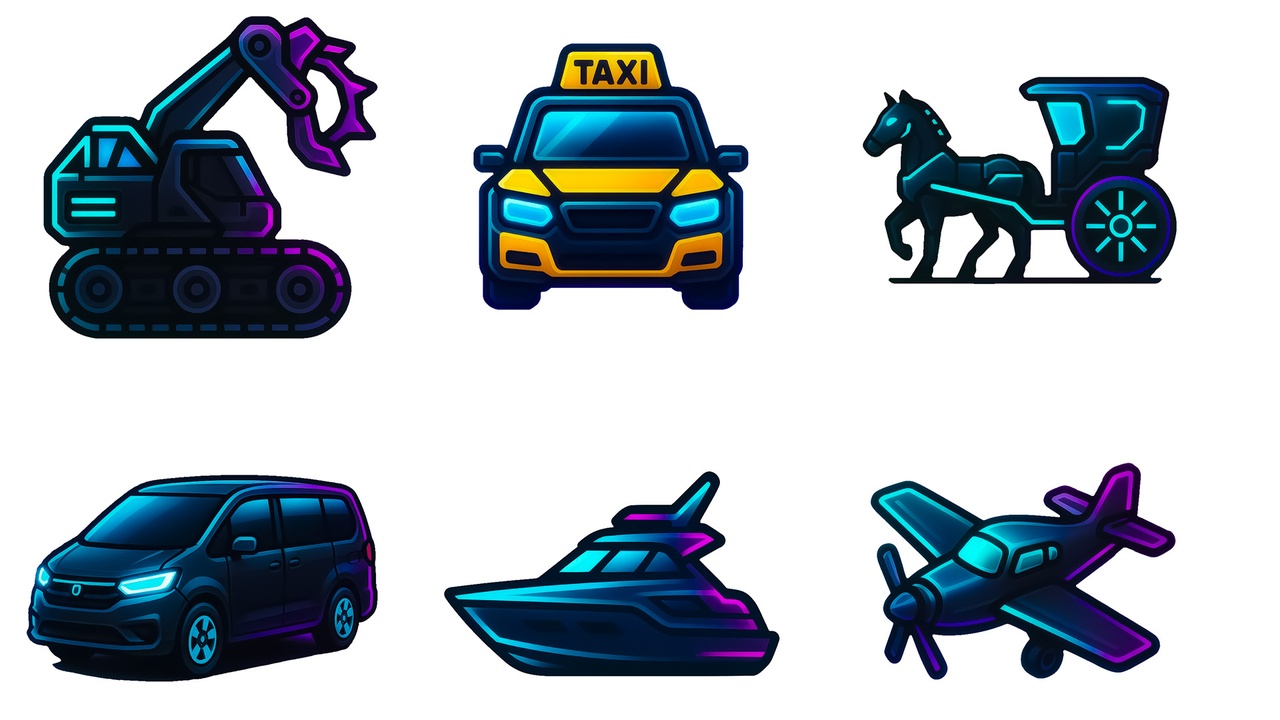 Media 1 for listing Cyberpunk Neon UI — CIVILIAN VEHICLES Vol. 8