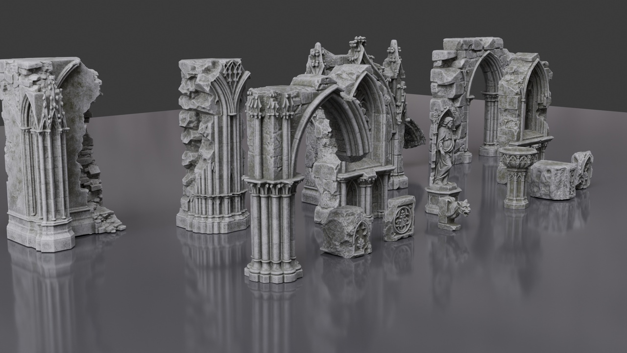 Media 1 for listing Gothic Cathedral Ruins Modular Asset Kit