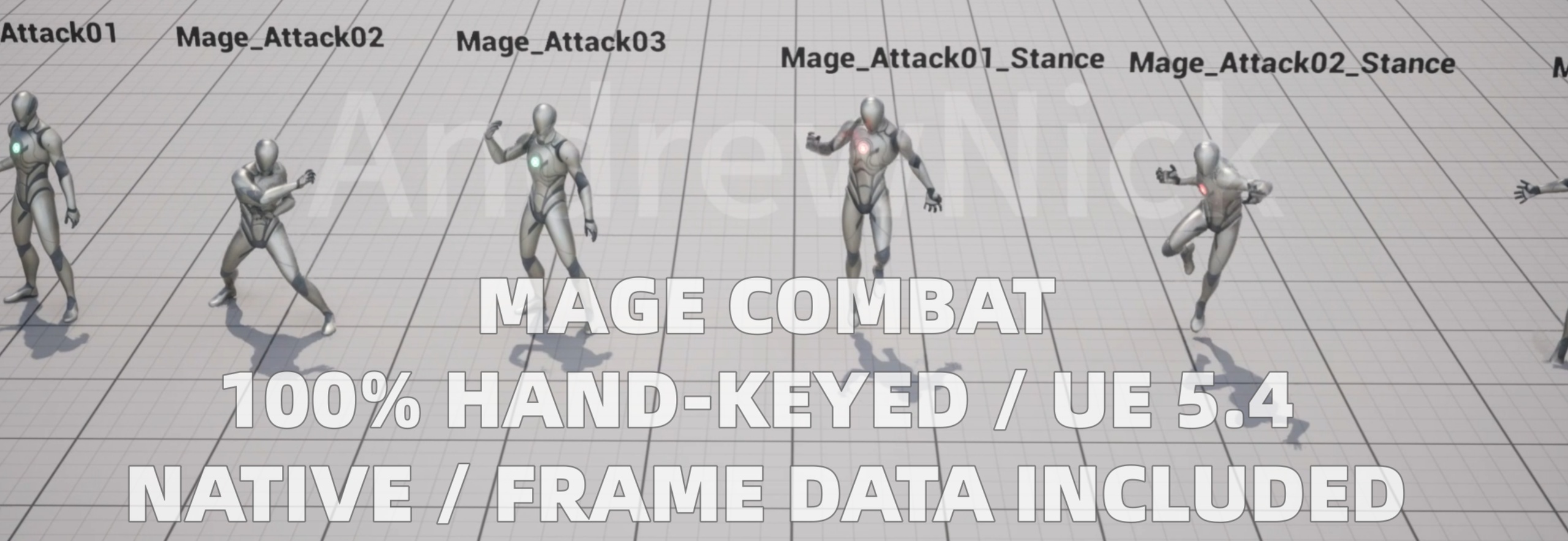 Media 1 for listing Mage Combat Animation Pack (75 Hand-Keyed Anims)