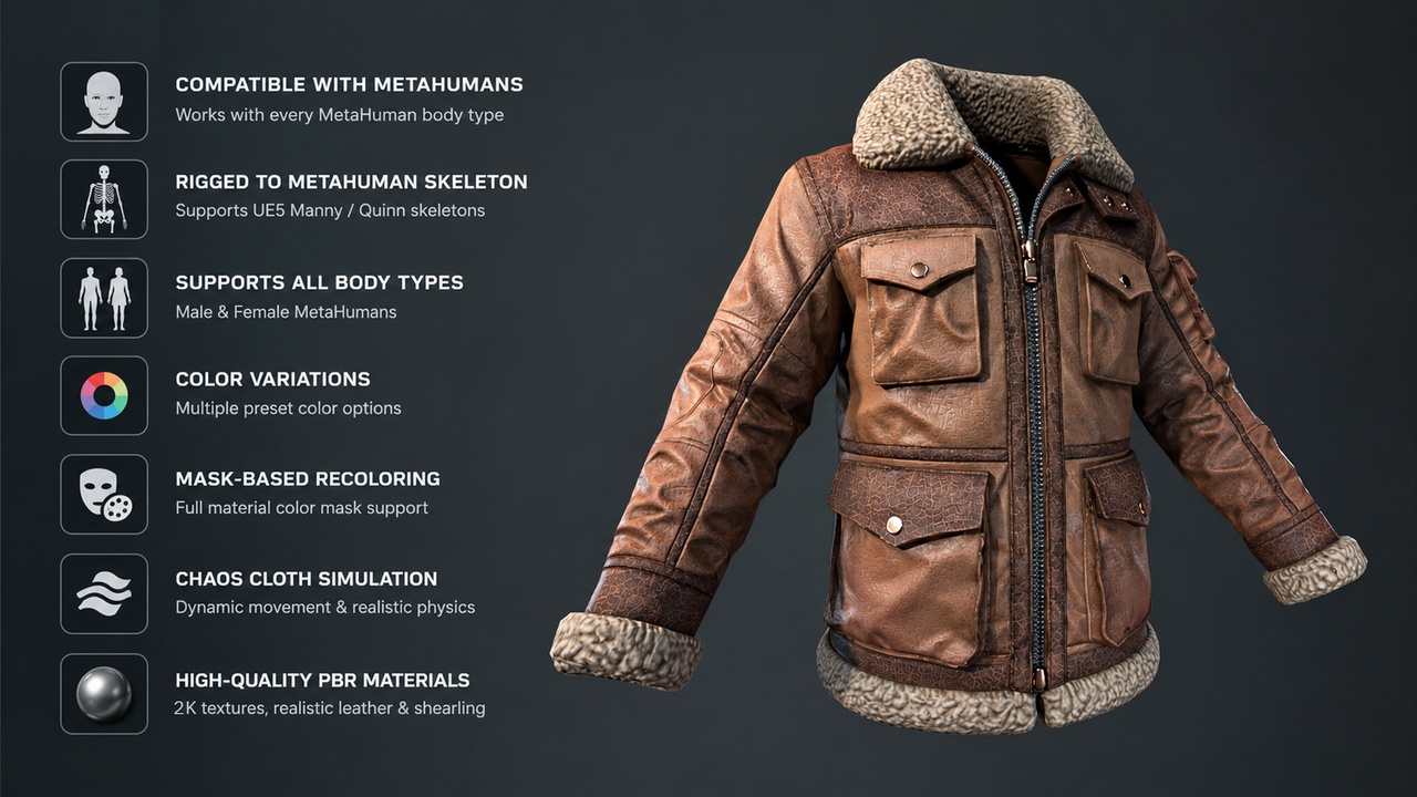 Media 1 for listing MetaHuman Survival Jacket Outfit