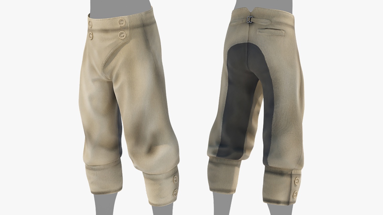 Media 1 for listing Corduroy Pants for Fantasy Character (Capri Pants) - Game Asset | PBR |