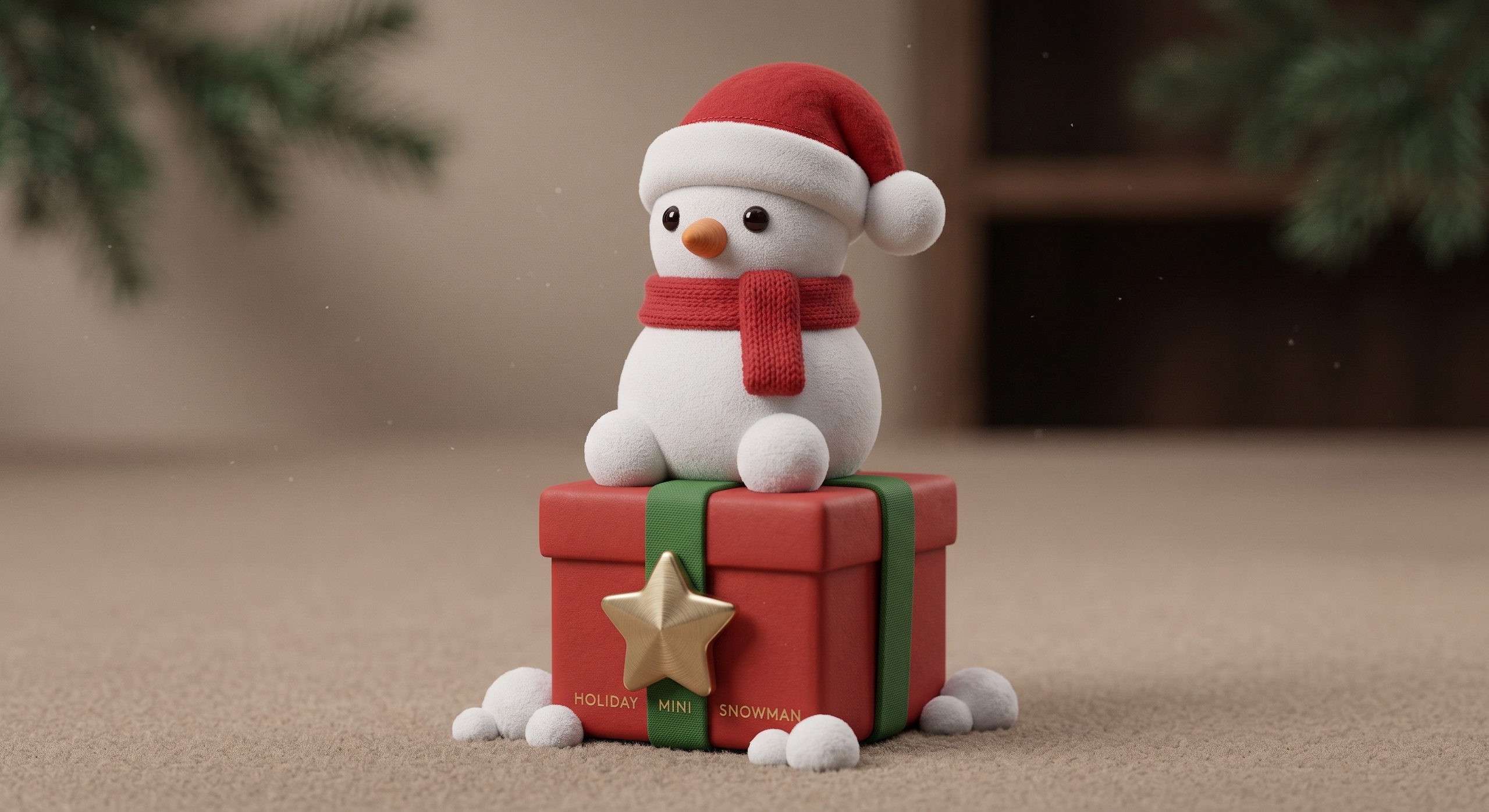 Media 1 for listing Christmas Snowman Gift Box – Cute Stylized Low Poly 3D Model | GLB