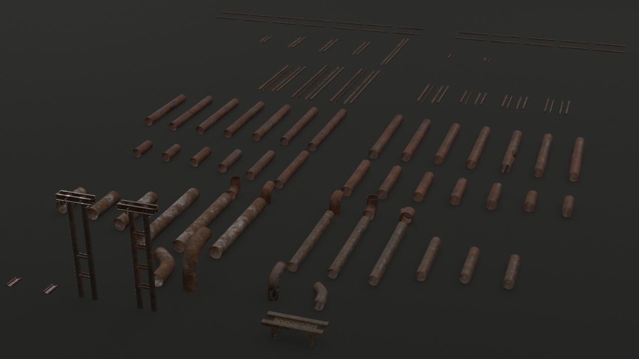 Media 1 for listing Modular Rusty Pipes Kit – Post-Apocalyptic Industrial Set