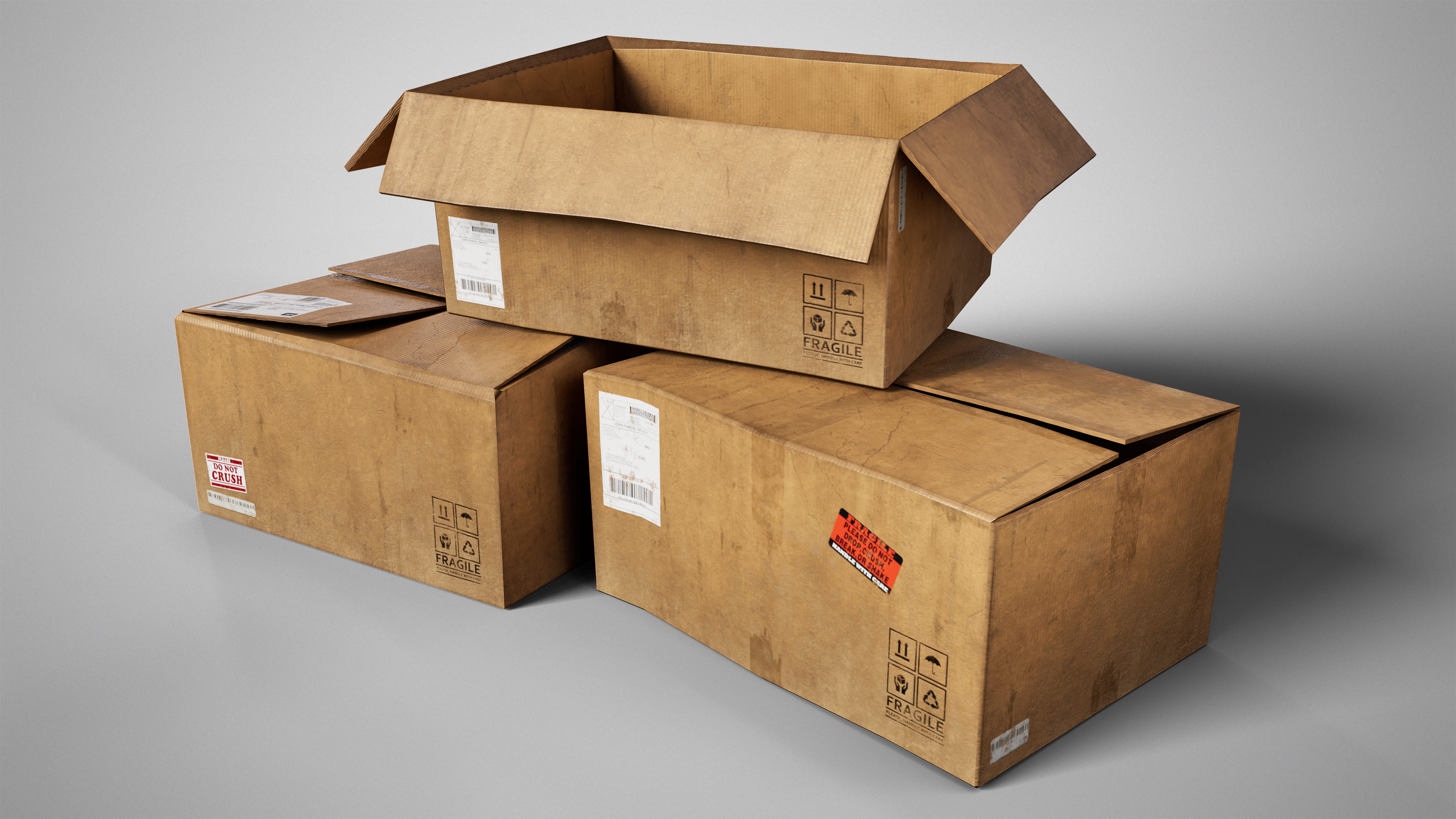 High Quality Cradboard Boxes Pack - PBR Low-Poly Game Ready Storage Box ...