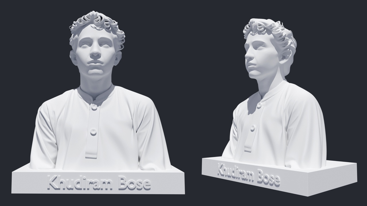Media 1 for listing Khudiram Bose 3D Printable Statue – Freedom Fighter Miniature | Blender, FBX, OB