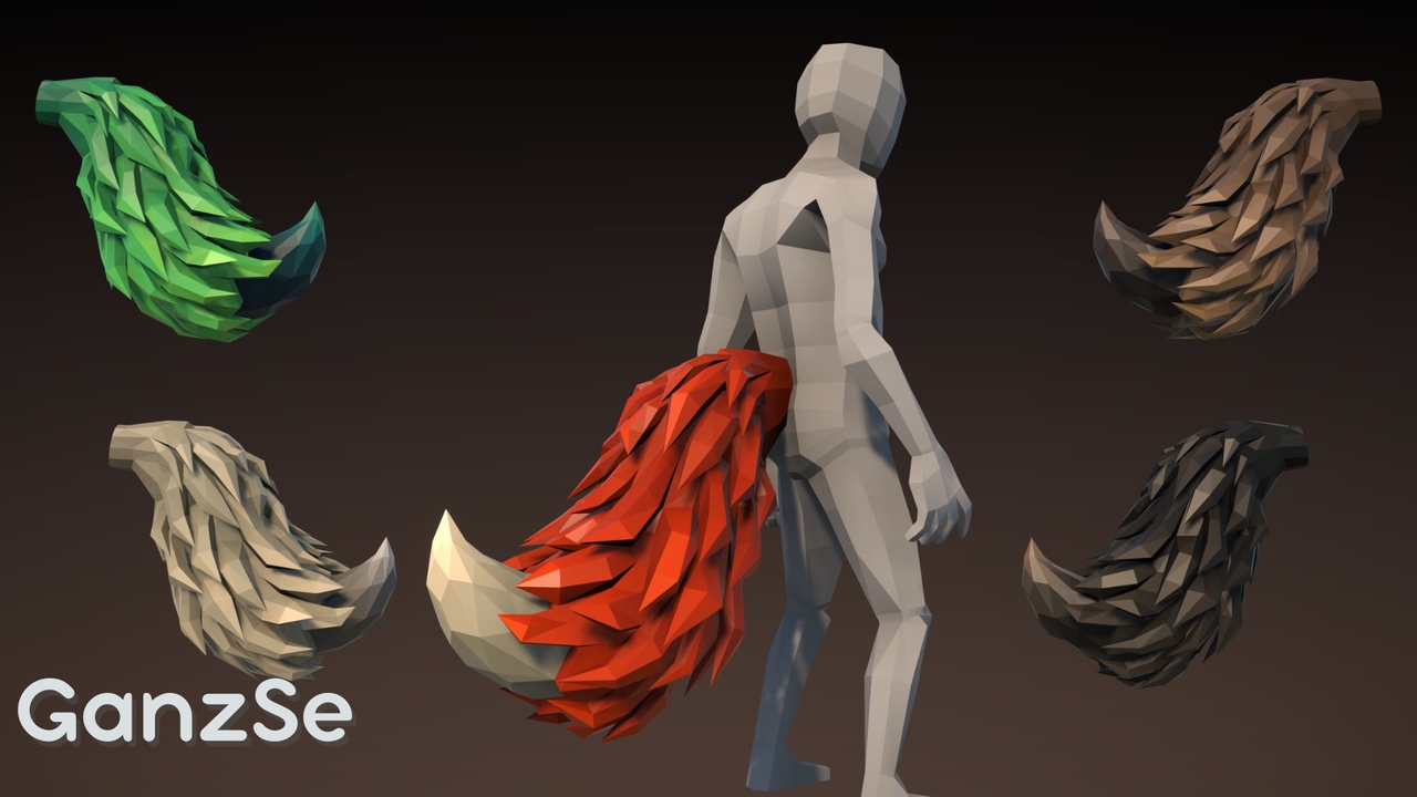 Media 1 for listing GanzSe Tails - Fantasy Low Poly Pack