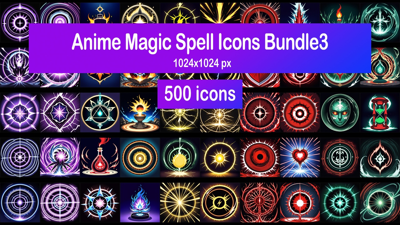 Media 1 for listing Anime Magic Spell Icons Bundle3
