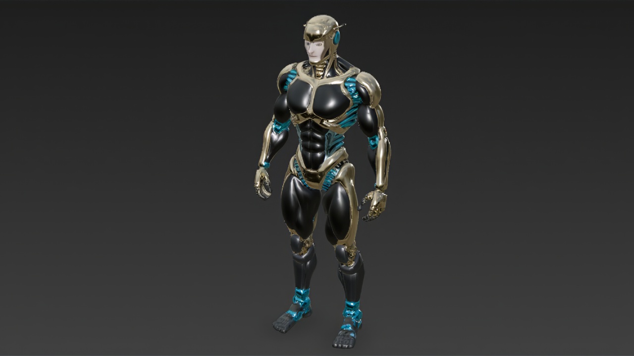 Black Gold Humanoid Face Robot | Fab