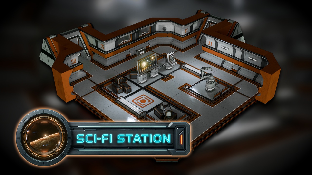 Media 1 for listing 3DT Stylized Sci-fi Station Kit for Blender & Game Design | 3D Asset Pack