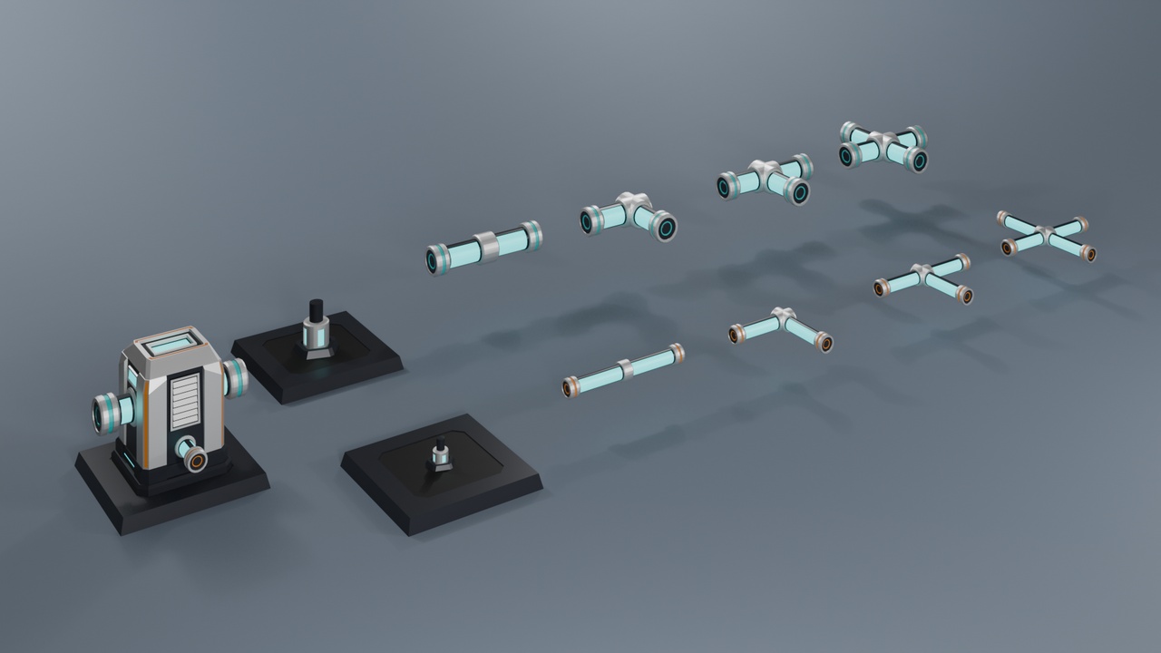 Media 1 for listing Low Poly Sci-Fi Energy Cables Pack B-002