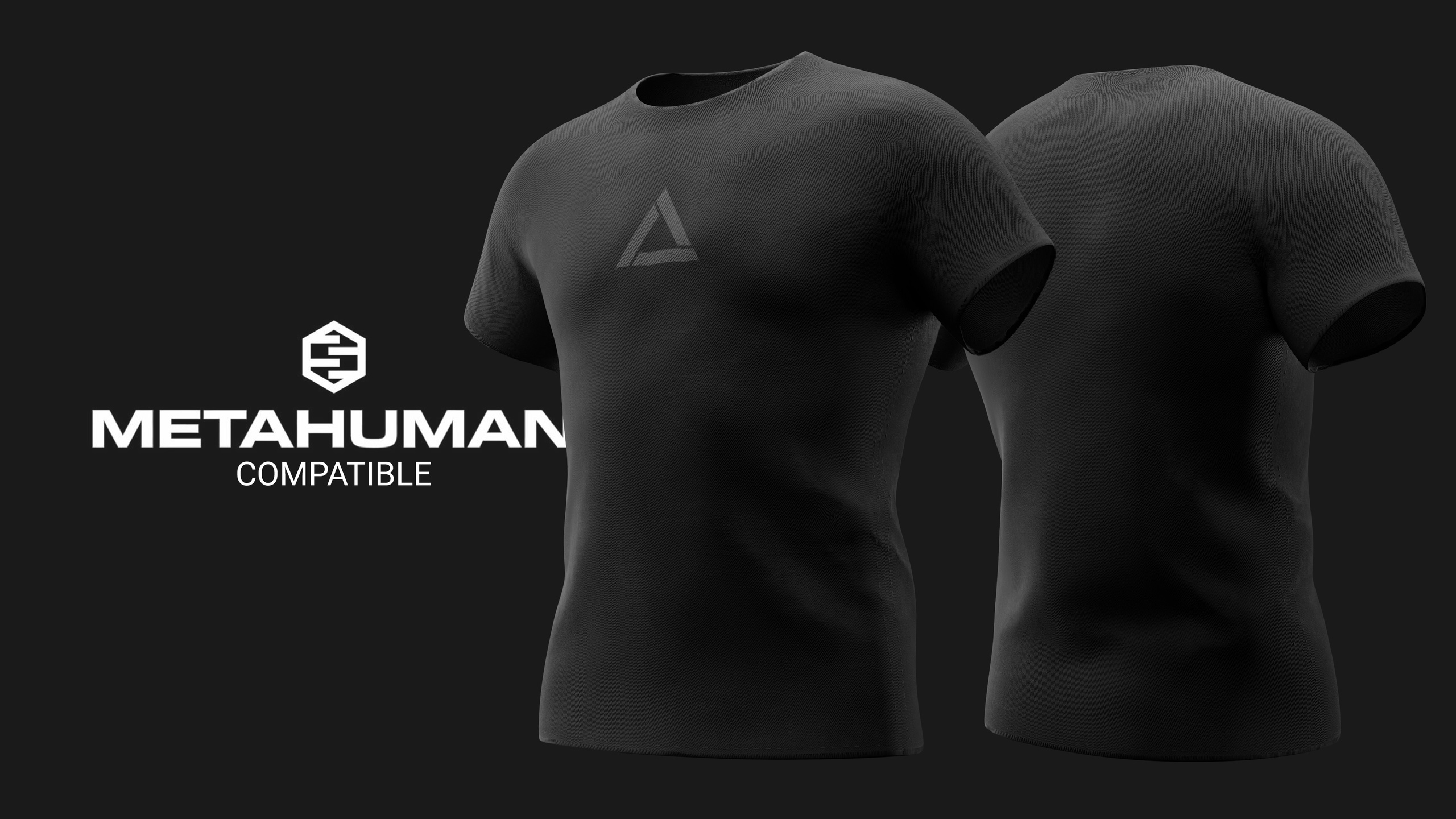 Media 1 for listing Black T-Shirt – MetaHuman Compatible Rigged Clothing (Unreal Engine UE5)
