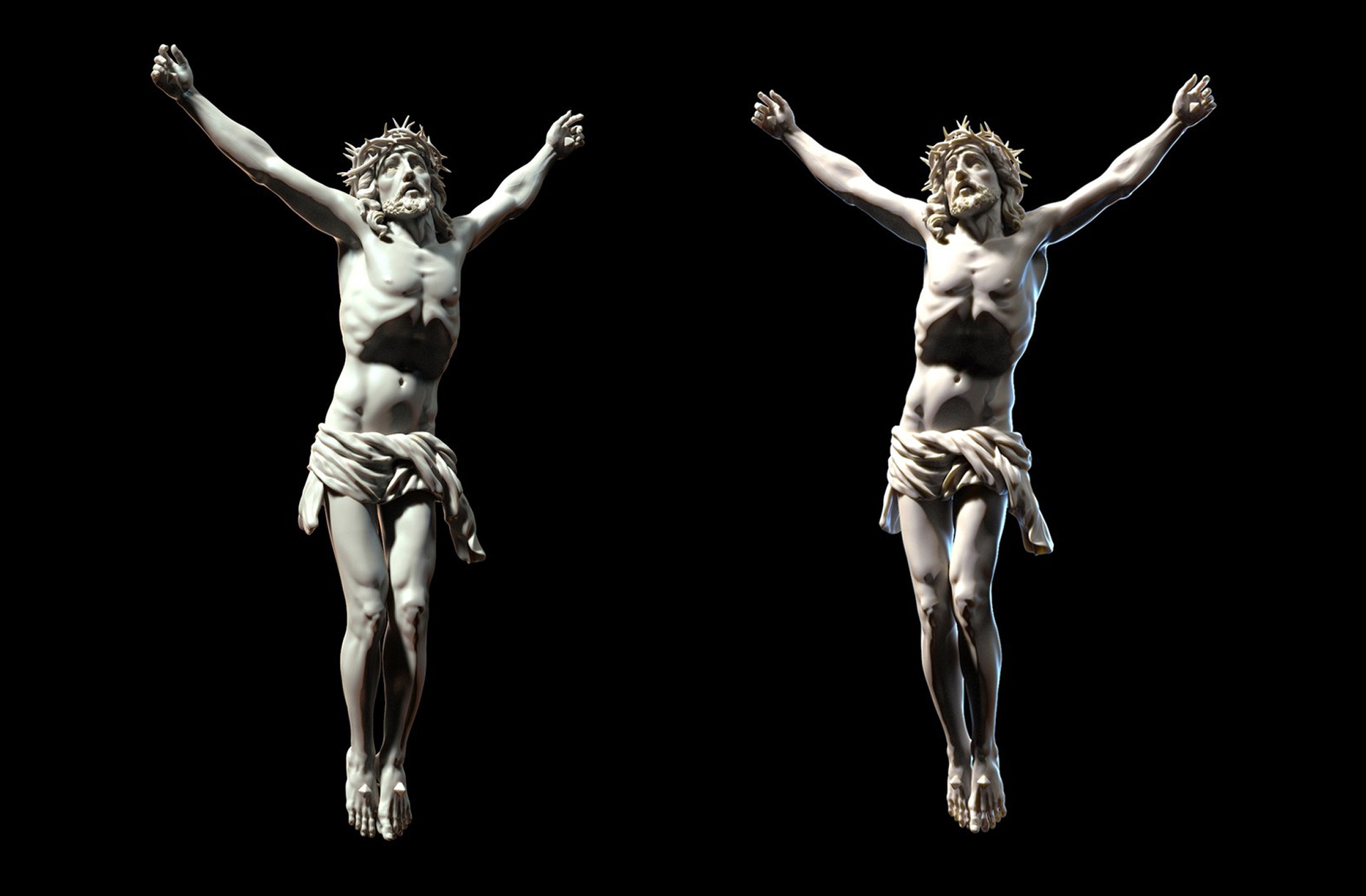 Media 1 for listing Crucifixion Jesus Christ Statue Sculpture Christian Cross