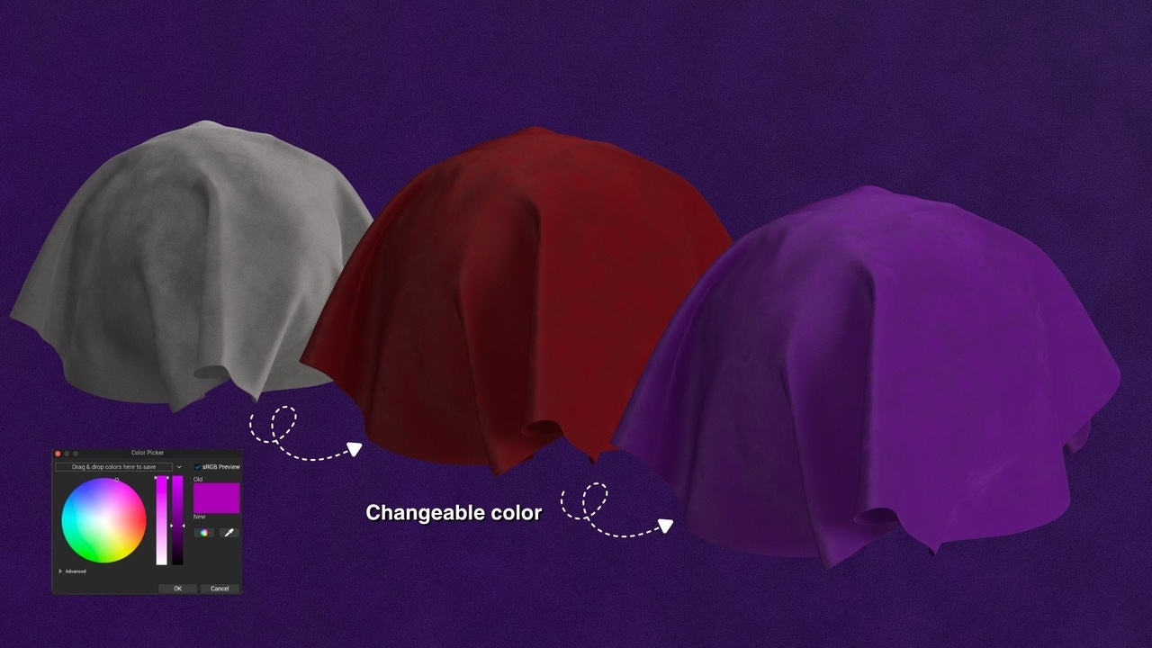 Media 1 for listing Velvet Fabric – Customizable 4K PBR Material
