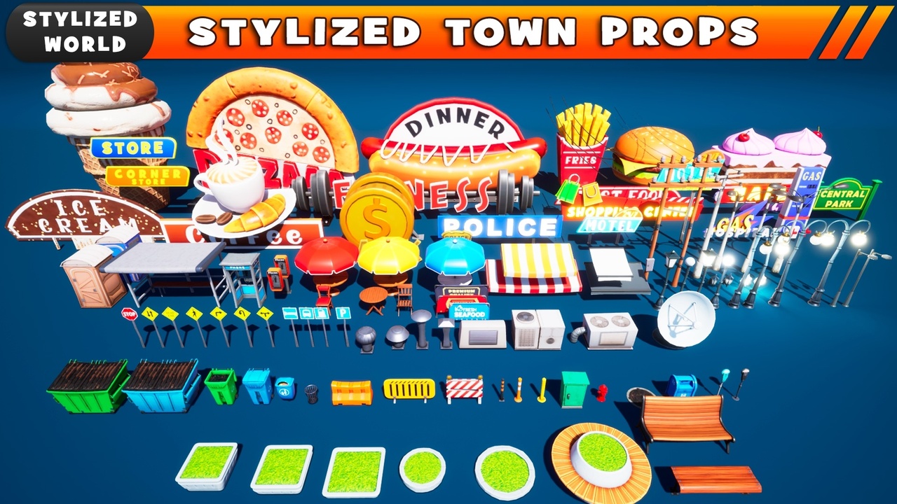 الوسائط 1 للقائمة Stylized Town Props