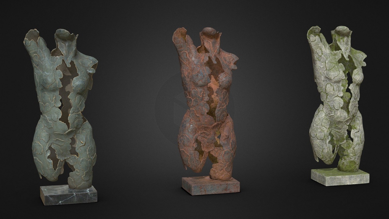 Media 1 for listing Abstract Female Torso Sculpture 3 pieces