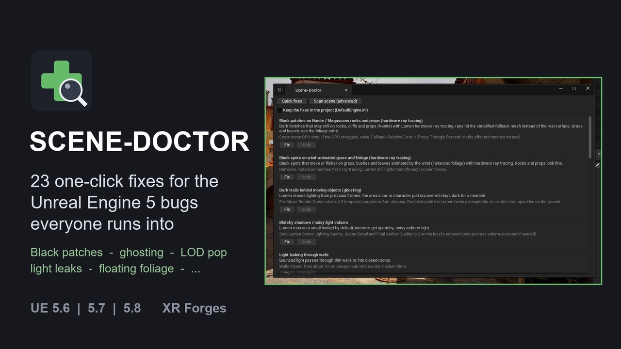 Media 1 for listing Scene-Doctor: One-Click Fixes for Common UE5 Rendering Problems