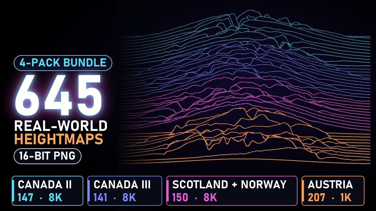 Media 1 for listing 645 Real-World Heightmaps Bundle - Canada, Scotland, Norway & Austria