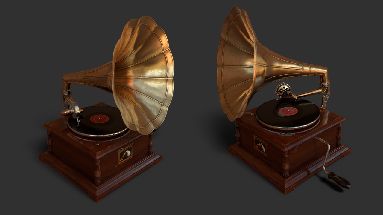 Media 1 for listing Vintage Gramophone - His Master's Voice (PBR / Game Ready)