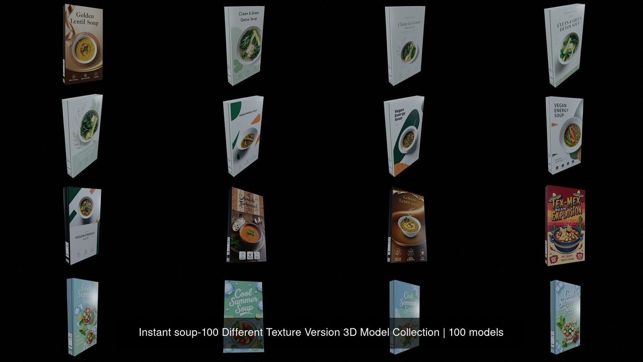 Media 1 for listing Instant soup-100 Different Texture Version 3D Model Collection