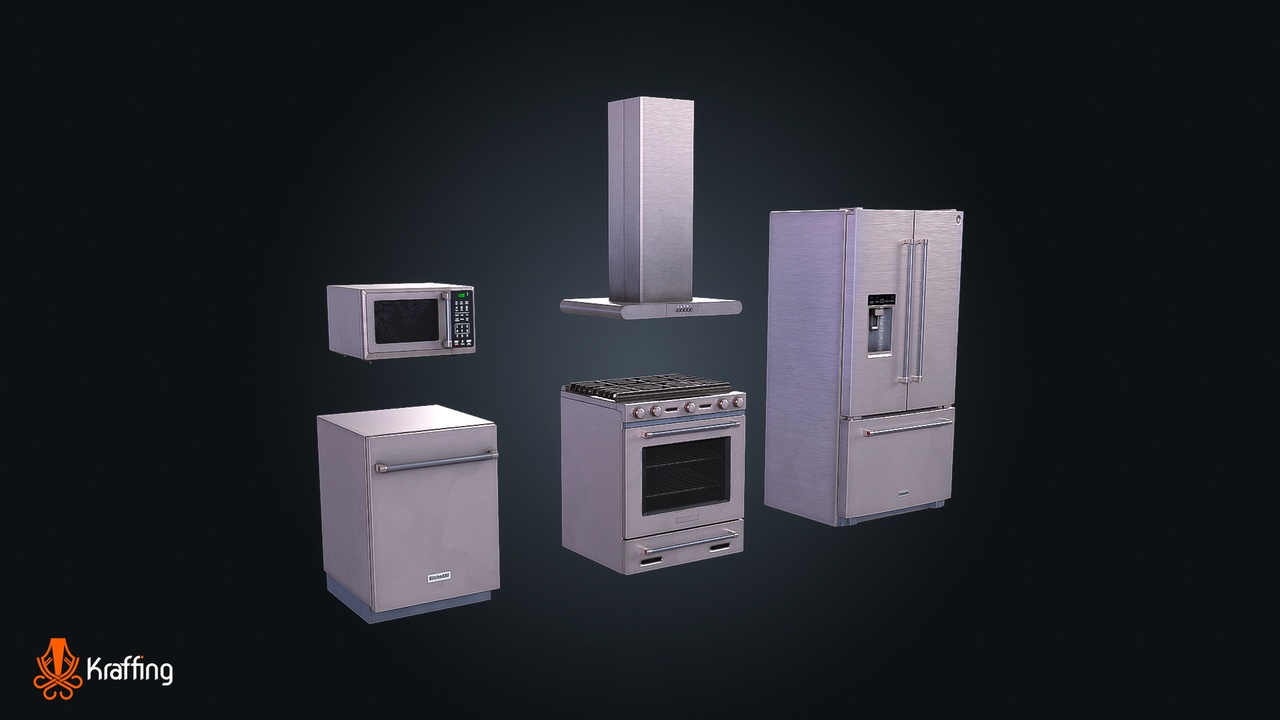 商品 Kitchen Pack V2 – Kitchens Appliance – Game Ready PBR 的媒体 1