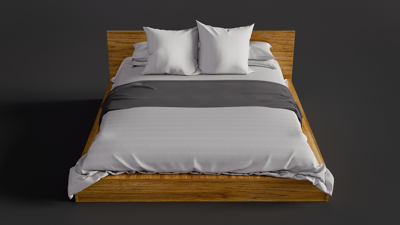 Media 1 for listing Modern Wooden Bed with Bedding