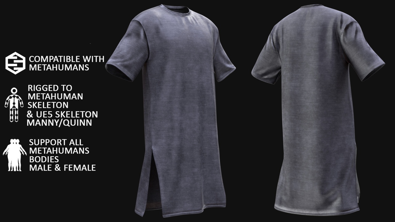 Mídia 1 do anúncio Warrior Shirt Metahuman 3D model 79 - MH & UE5 Skeletons - Rigged