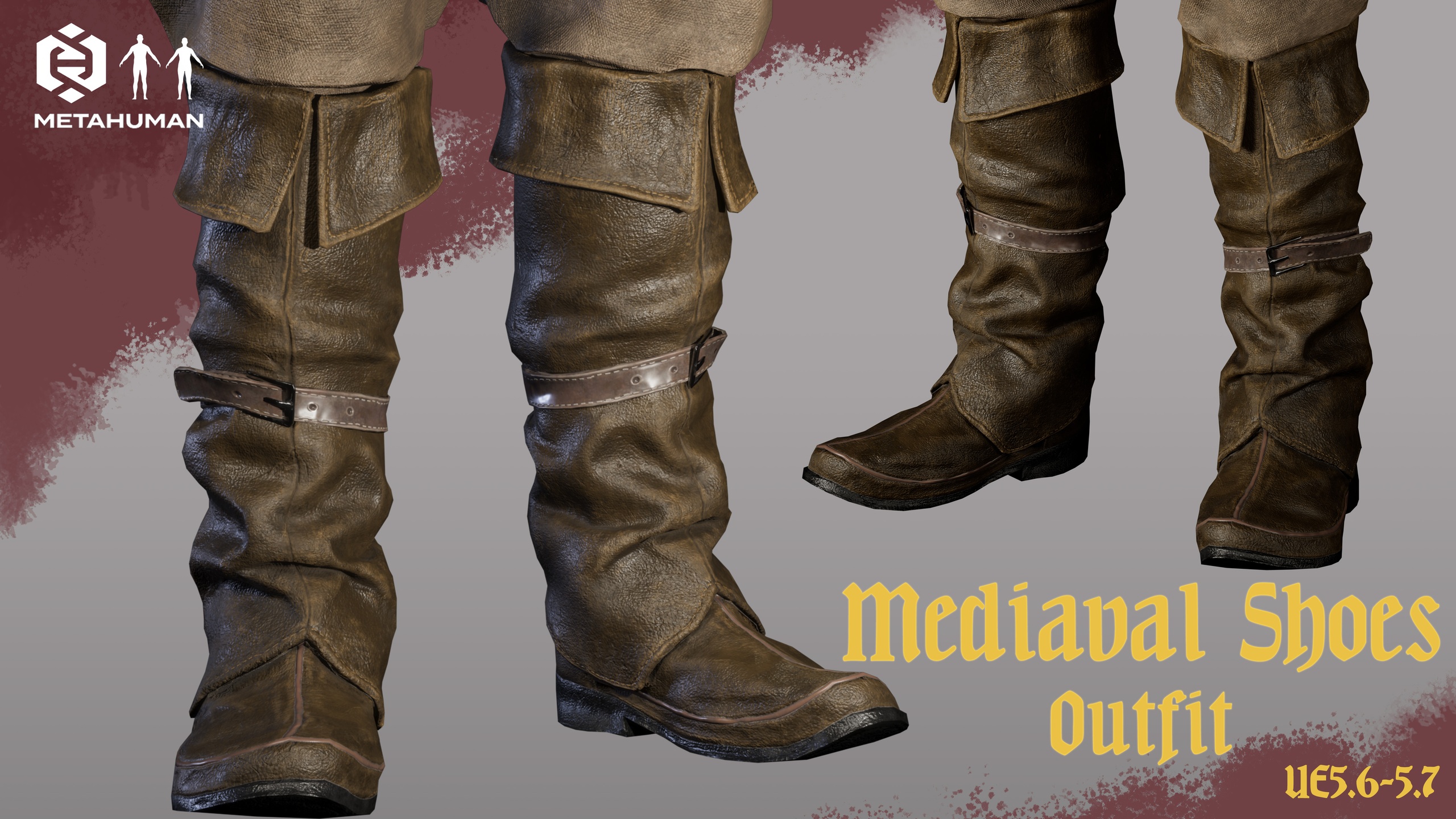 Media 1 for listing 01_Mediaval Shoes - Resizable Outfit Metahuman