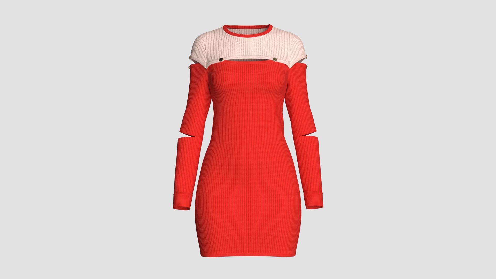 Media 1 for listing Girls Red Cut-Out Midi Sweater Dress | High Poly