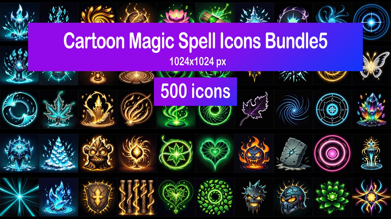 Media 1 for listing Cartoon Magic Spell Icons Bundle5