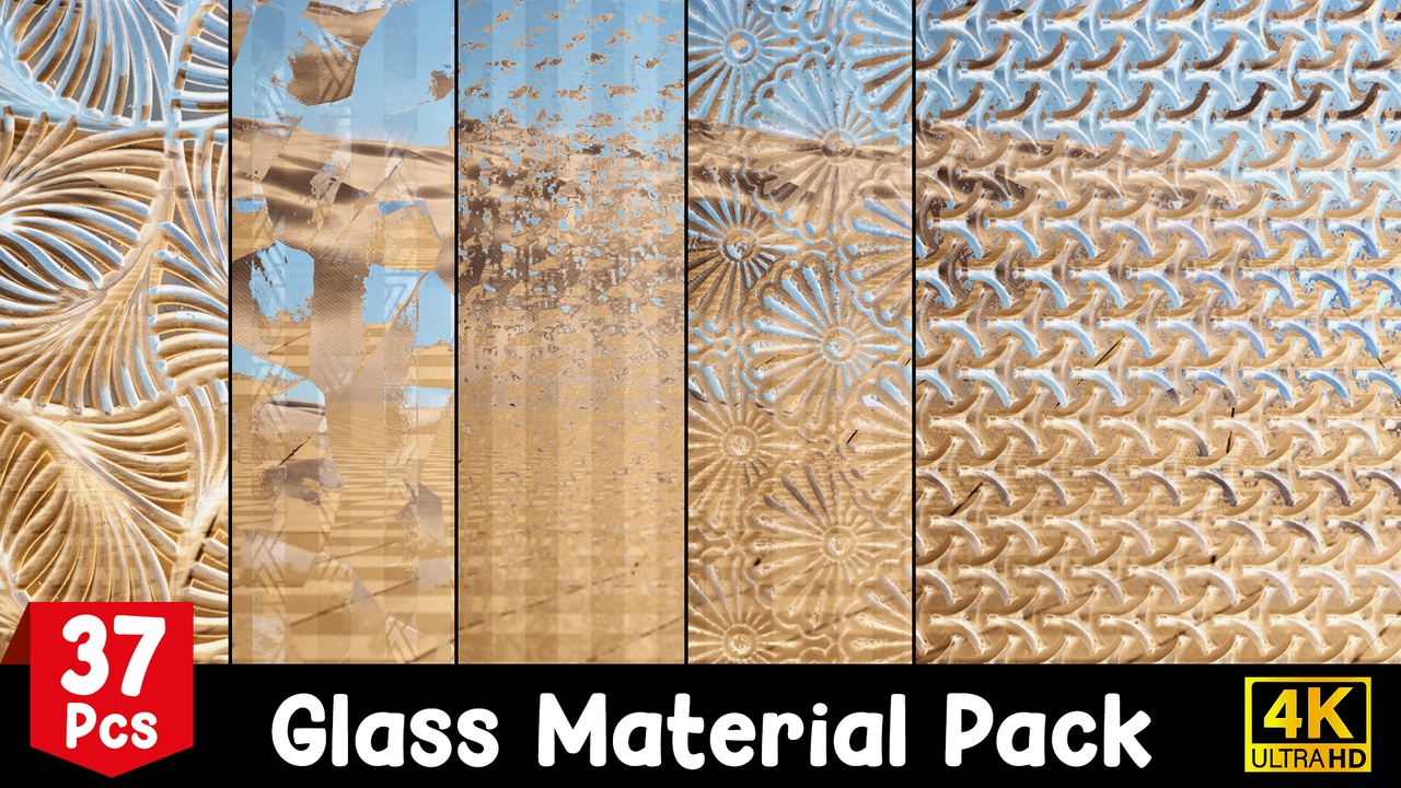 File multimediali per l'articolo 4K Pbr Glass Material Pack: 1