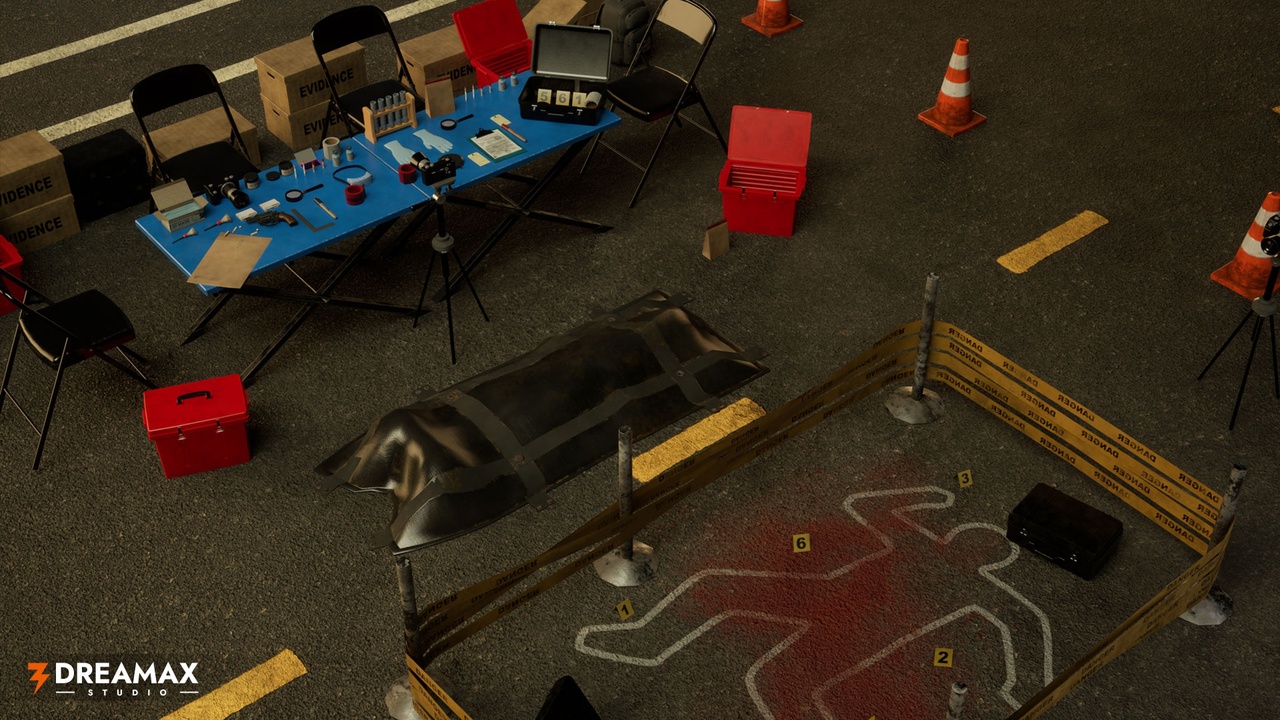 Media 1 for listing Crime Scene Props - Forensic Evidence Kit, Body Bag, Police Tape & Investigation