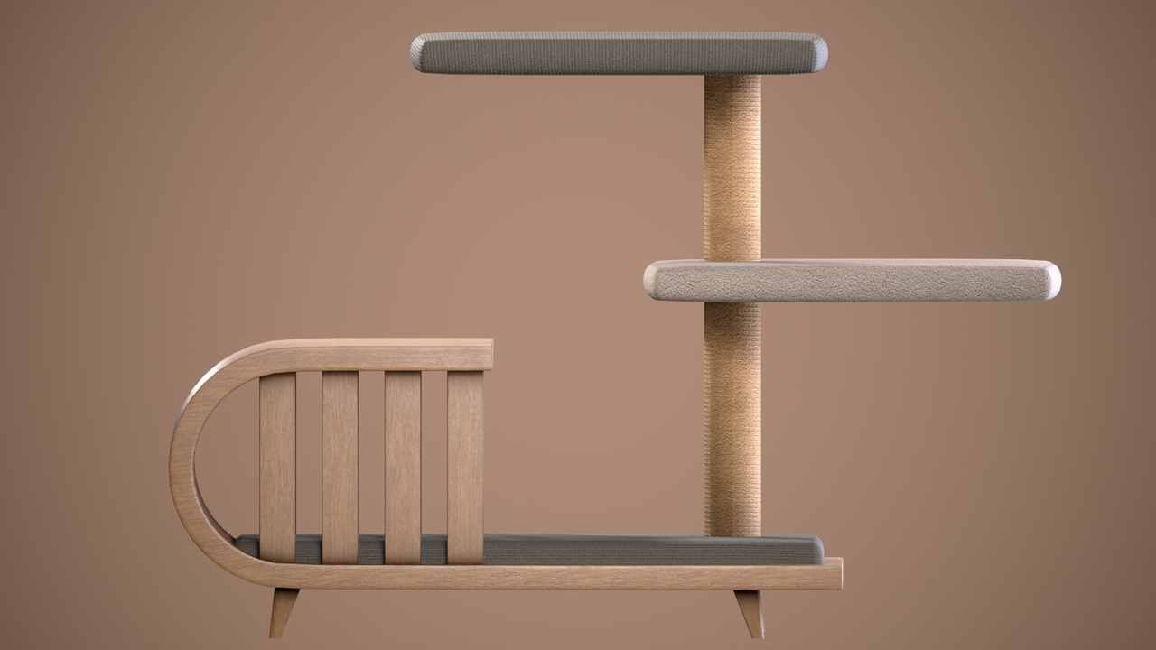 Media 1 for listing Modern Wooden Cat House | Minimalist Pet Furniture