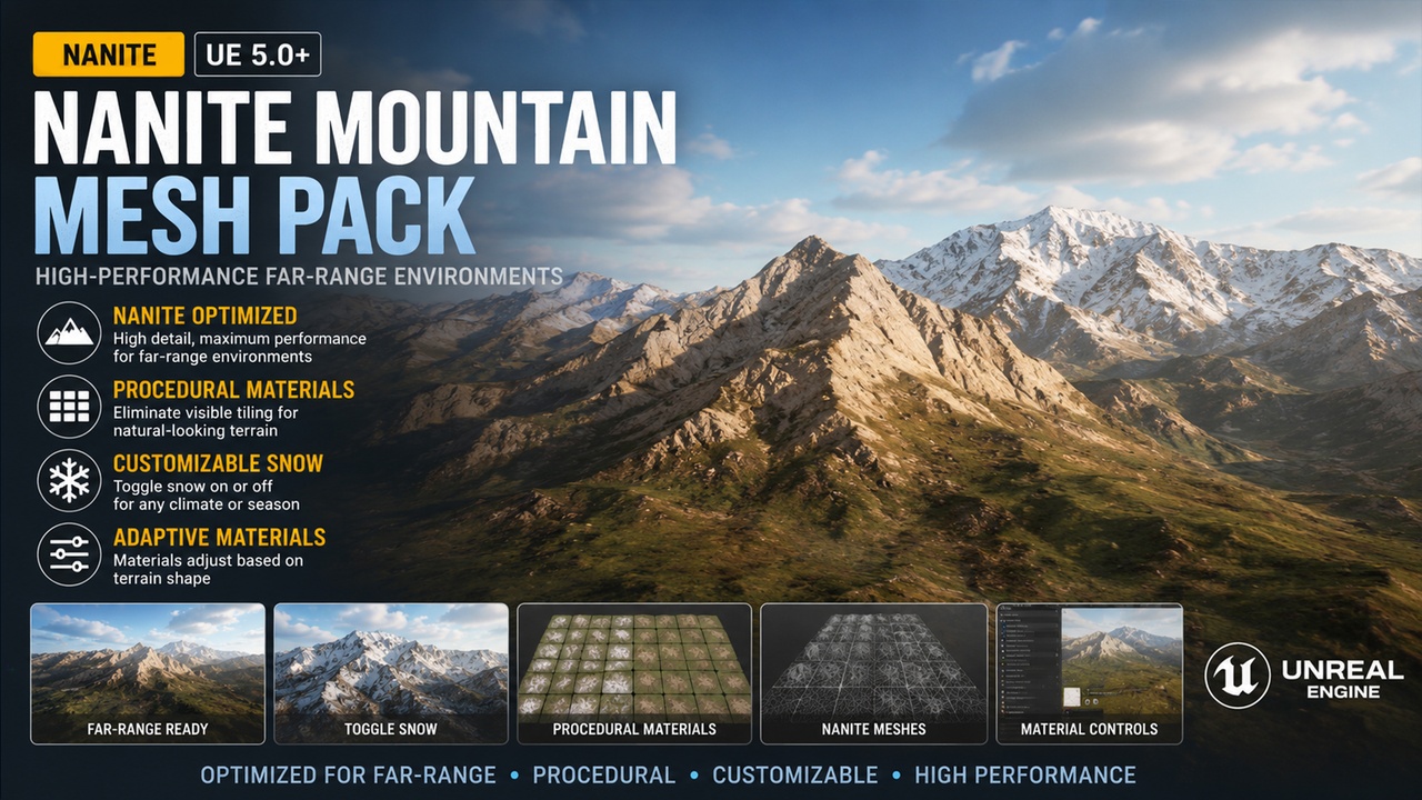 Media 1 for listing High-Performance Distant Mountain Mesh Pack(Nanite)