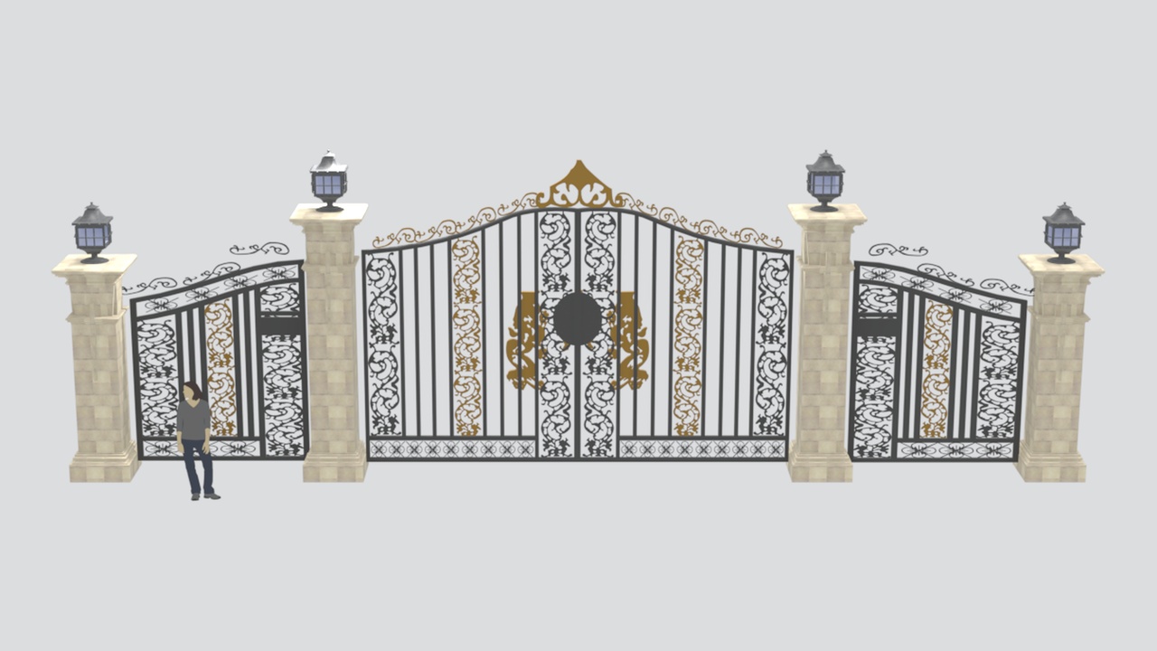 Media 1 for listing Ornate European Wrought Iron Main Gate 3D Model