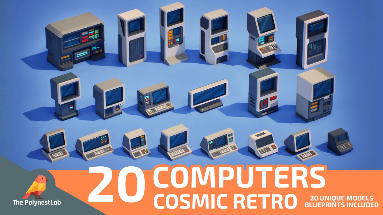 Media 1 for listing Low Poly Sci-Fi Computer Pack Vol. 1 - 20 Retro Consoles