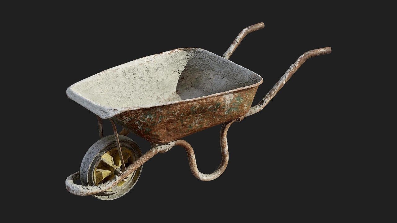 Industrial Construction Equipment Wheelbarrow Metal Worn 01 | Fab