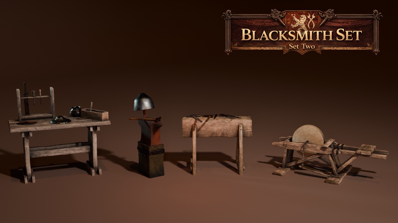 Media 1 for listing Medieval Blacksmith Set — Workstations & Tools (Set Two) 🌟