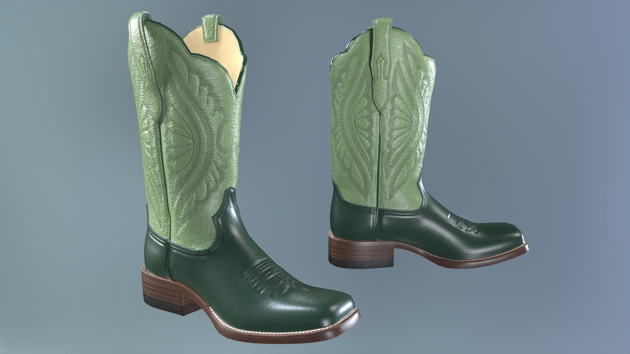 Media 1 for listing Green Stitch Cowgirl Boots