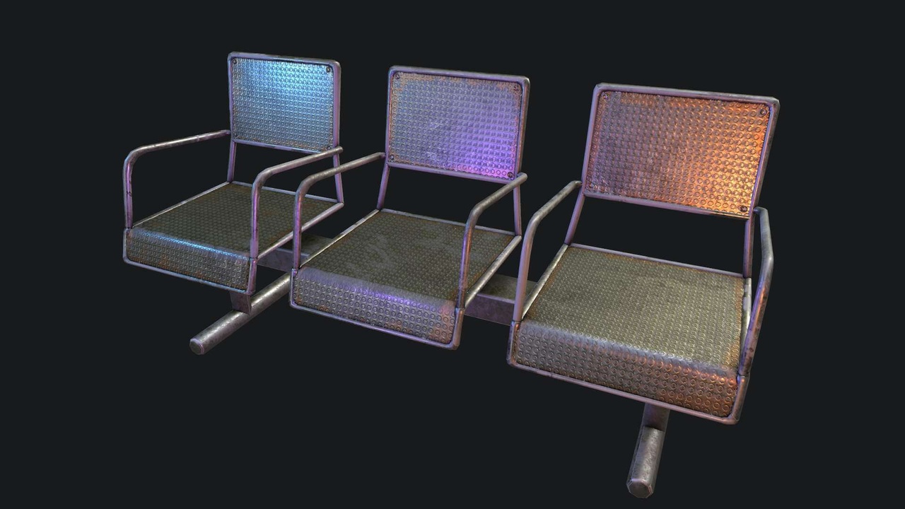 Media 1 for listing Industrial Metal Station Waiting Bench 3D Model